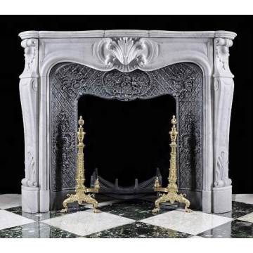 Indoor carved cultured marble fireplace surround